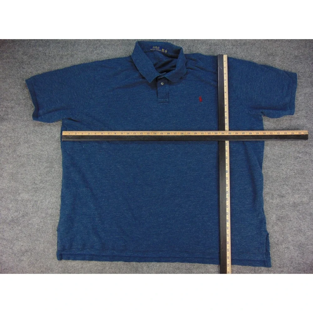 Polo Ralph Lauren Polo Mens 4XLT Blue Heathered Solid Short‎ Sleeve Pony Logo